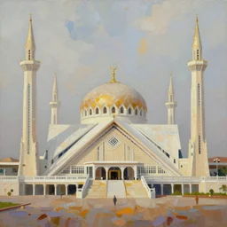 abuja national mosque nigeria oil painting style water marks