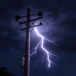 lightning striking a telephone pole, dramatic lighting, illustration by Greg rutkowski, yoji shinkawa, 4k, digital art, concept art, trending on artstation