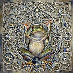 a very happy frog, with his hands in the air, fine art, awesome fantasy book cover on Pinterest, award winning, dark fantasy landscape, fantasy magic, intricate, elegant, sharp focus, cinematic lighting, highly detailed, digital painting, concept art, art by WLOP and Artgerm and Greg Rutkowski, masterpiece, trending on artstation, 8K