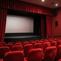 old cinema with red curtains and red seats, highly detailed, matte painting, concept art, trending on artstation, artstationHD, artstationHQ, 4k, 8k