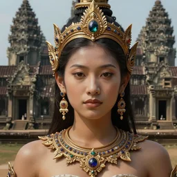 south american islan princess of angkor wat, gorgeous, close - up portrait, intricate, elegant, volumetric lighting, scenery, digital painting, highly detailed, artstation, sharp focus, illustration, concept art, ruan jia, steve mccurry