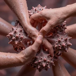 closeup of beautiful intertwined human bodies, body parts blooming, 3 d fractals, mandelbulb, dripping wet skin, macro photography, anamorphic bokeh, long exposure, highly detailed, hyperrealism, cinematic
