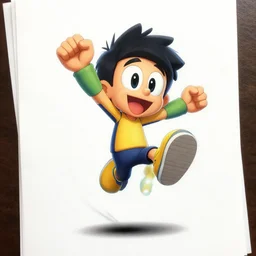 cartoonish character jumping, vivid colors, character sheet, fine details, concept design, contrast, kim jung gi, greg rutkowski, trending on artstation, 8 k, full body, turnaround, front view, back view, ultra wide angle