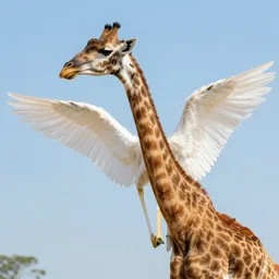 photo of an angel that has very long neck long as giraffe