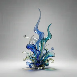 complex 3 d render, cryptographic lines background, ultra detailed, beautiful glass sculpture of weird in style of dale chihuly, trending on artstation
