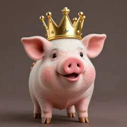 pig wearing a gold crown depicted as a sock puppet 8k