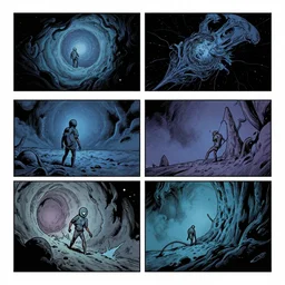 a page out of a speculative cosmic horror comic book, full color