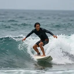 laozi as a surfer dude, crashing waves, stormy ocean, surf magazine photograph, highly detailed, cinematic lighting