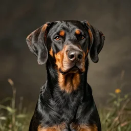 Portrait of a Doberman, floppy ears,  fine art, pastoral