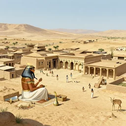 Artist's conceptualization of what a typical ancient Egyptian village would be like.