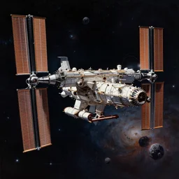 An oil painting of the International Space Station, dramatic lighting, trending on ArtStation, Unreal engine, 8k, Thomas Kinkade, Greg Rutkowski, anamorphic, Cinestill Cinematography, very detailed, lots of stars, nebula, asteroids, drama