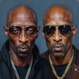 beautiful lifelike painting of mf doom and jet jaguar, hyperreal detailed facial features and uv lighting, art by ed roth and basil wolverton