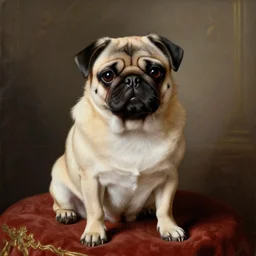 baroque rococo painting The Royal Pug  portrait Greg Hildebrandt high detail cute puppy