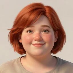 portrait of happy short and plump 5 0 - year - old woman with red hair and, kind face, short hair, wearing in blouse, hyper realistic face, beautiful eyes, character art, art by mark brooks, hyperdetailed, cryengine, trending on artstation, digital art