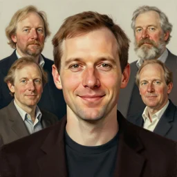 photo of wim crouwel with simple smile paint detailed digital artstation, portrait hd 4 k, y greg rutkowski and gaston bussiere and craig mullins and j. c. leyendecker, hd