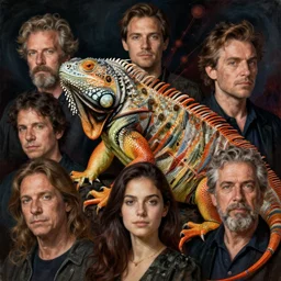 portrait, nightmare anomalies, iguana by dariusz zawadzki, kenneth blom, mental alchemy, james jean, pablo amaringo, naudline pierre, contemporary art, hyper detailed