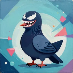 cute Venom Pigeon profile picture by Sachin Teng, asymmetrical, Organic Painting , Matte Painting,  geometric shapes, hard edges, graffiti, street art:2 by Sachin Teng:4
