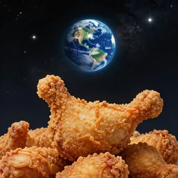 kentucky fried chicken unified, lively by john atkinson grimshaw, by gediminas pranckevicius. a beautiful digital art. the abyss above him shone with unflickering stars. one of the dots of light was earth. he didn't know which one.