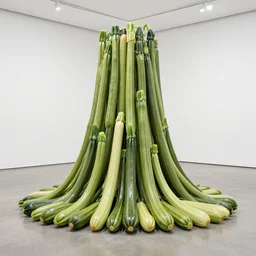 a courgette installation in an art gallery