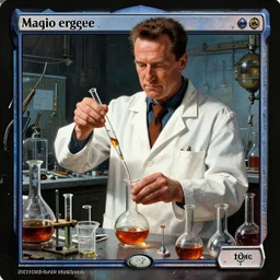 arnold schwarzenegger as a mad scientist, lab coat, mixing potions in a rundown chemistry lab, by greg rutkowski and frank frazetta, intricate, artstation, cinematic, style of magic : the gathering