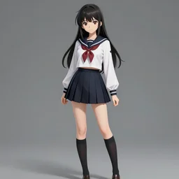 school girl, school uniform, seifuku, pleated miniskirt, overknee socks, dollfie, cosplay, battle angel alita. by rembrandt 1 6 6 7, illustration, by konstantin razumov