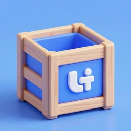 cubby wooden crate 3 d icons for mobile game, stylized, blue scheme, octane render, studio lighting
