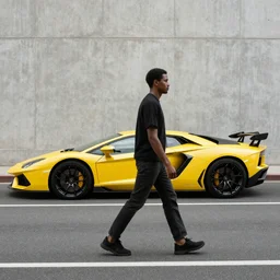 “Android Lamborghini walking by, by Beeple, cinematography”