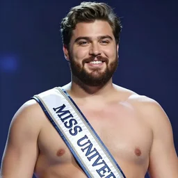 a fat guy with a beard wins the miss universe competition