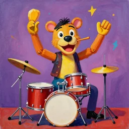 painting animal puppet show head banging drummer 9 0 s music song groove is in the heart, we're going to dance and have some fun