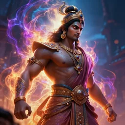 narasimha, character concept, concept art, portrait, epic, trending on artstation, very detailed, 4 k, hd, dramtic lighting, flowing energy, colorful, glow, volumetric lighting