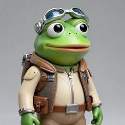 a wax sculpture of pepe the frog dressed like a pilot from star wars, in the museum of madame tussauds