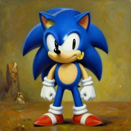 Sonic the Hedgehog, surrealist, oil painting, 4k, Salvador Dali