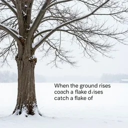 old tree fades When the ground rises To catch a flake of snow visual poem in the art style of Peter Paul Rubens