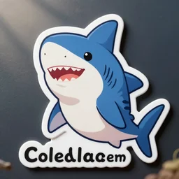 die cut sticker of anime chibi cute smiling shark