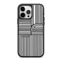 black and white generative art for a phone case, very clean bold lines