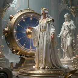solarpunk God and his time machine, fantasy, intricate, elegant, highly detailed, digital painting, concept art, smooth, sharp focus, illustration, divine realm of gods, realistic cinematic style, filmed in 70mm, volumetric lighting, octane render, photographic, concept art, artist Leonardo DaVinci, unreal engine, 8k
