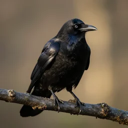 raven sitting on a branch. highly detailed. dramatic lighting.