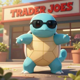 squirtle in sunglasses terrorizing a trader joes