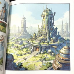 comic book page, solarpunk utopia