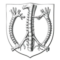 an old coat of arms with vertebrae and nerves