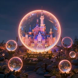 neon translucent orbs disney concept artists, blunt borders, rule of thirds