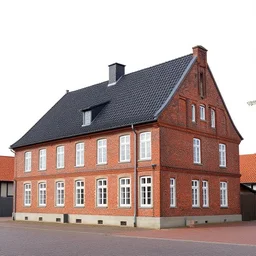 1 8 8 0 s big german red brick farmhouse with a black roof, hannover, lower saxony