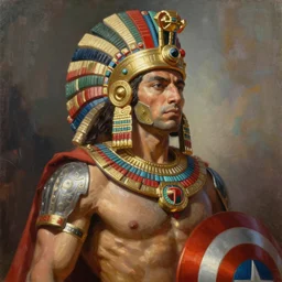 aztec warrior captain america from the classical aztec empire, painting