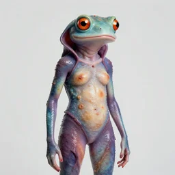 a fashion editorial of brie larson as a brightly colored amphibian hybrid vampire with wet mutated animal skin. wearing a infected tight organic suit. by tom bagshaw, donato giancola, hans holbein, walton ford, gaston bussiere, peter mohrbacher, brian froud and iris van herpen. 8 k, cgsociety