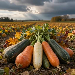 photorealistic autumn vegetables