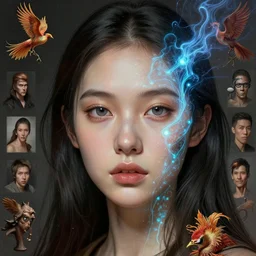 girl, fine - face, audrey plaza, realistic shaded perfect face, fine details, intricate lights, phoenix, bio luminescent, plasma, by ruan jia and artgerm and range murata and wlop and ross tran and william - adolphe bouguereau and beeple. key art. fantasy illustration. award winning, artstation, intricate details, realistic, hyperdetailed