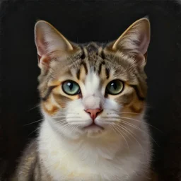 a portrait of a kitten, anatomically correct, beautiful perfect face, enigmatic, oil painting, matte, black background, Volumetric dynamic lighting, Highly Detailed, Cinematic Lighting, Unreal Engine, 8k, HD, by Beksinski