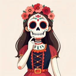 Illustration of a sugar skull day of the dead girl, art by ian mcque