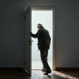old man going through a door to another dimension, digital art, 4 k, fantasy