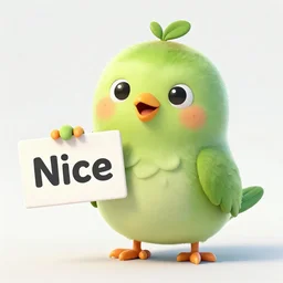 a kiwi bird with a sign that says nice, high quality, artstation